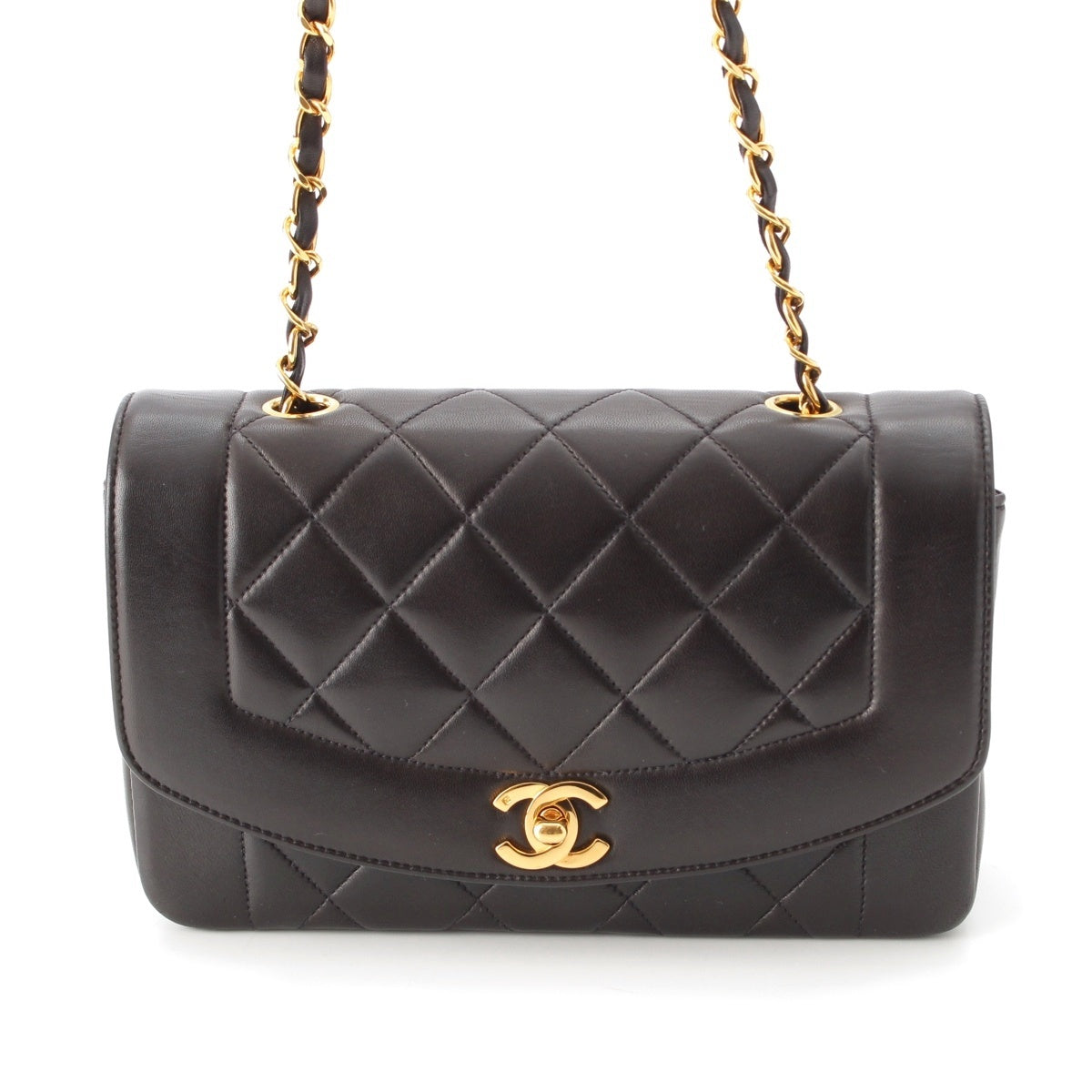 CHANEL Diana 22 leather COCO Mark Matrasse Chain Shoulder Bag black