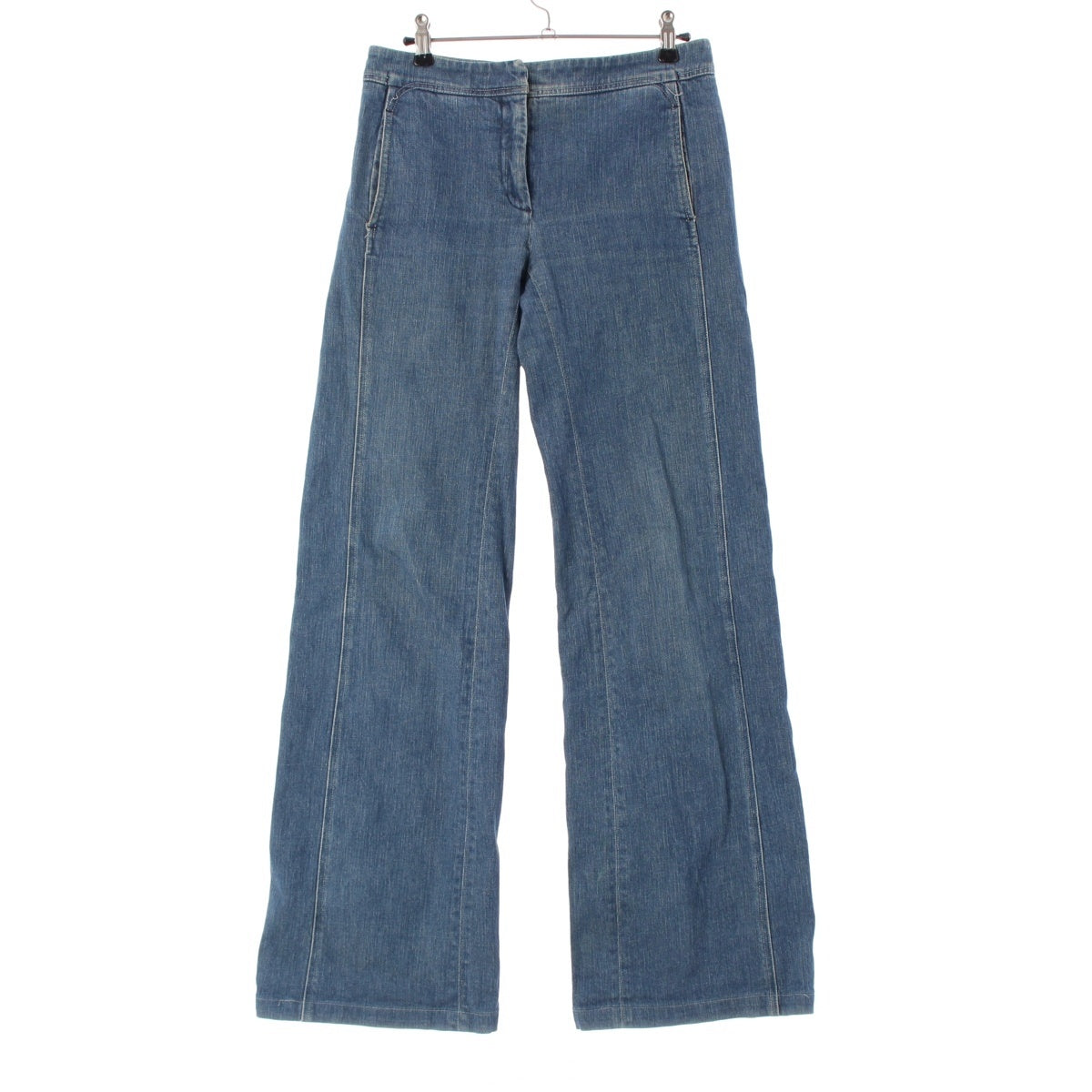 CHANEL COCO Button Flare Denim pants jeans P29930 blue 38
