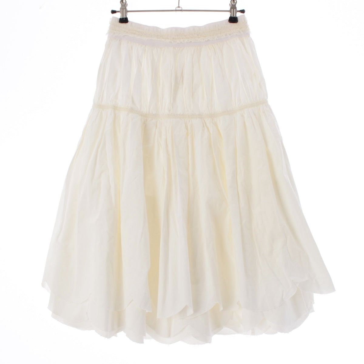 COMME des GARCONS cotton Lace Gathered Hem Design Scallop skirt GO-S072 white S