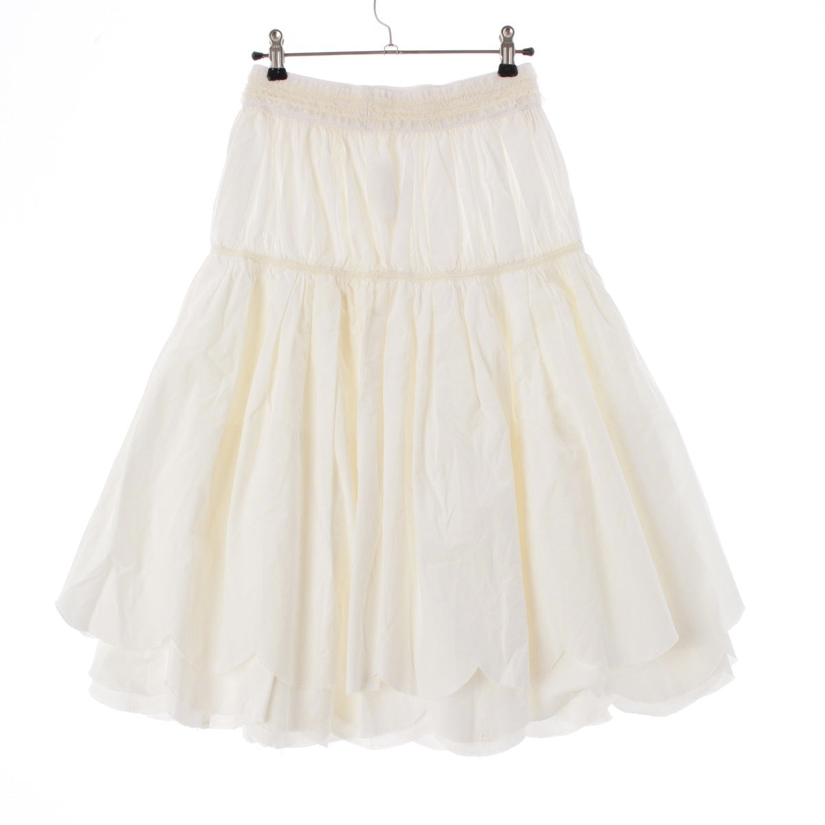 COMME des GARCONS cotton Lace Gathered Hem Design Scallop skirt GO-S072 white S