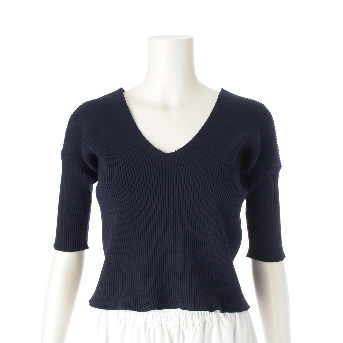 COMME des GARCONS Flat V-neck Short sleeves Cut EN-10004M Navy M