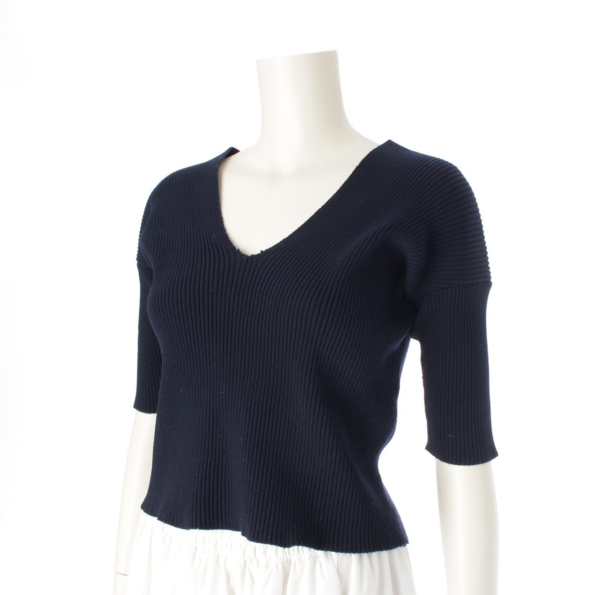 COMME des GARCONS Flat V-neck Short sleeves Cut EN-10004M Navy M