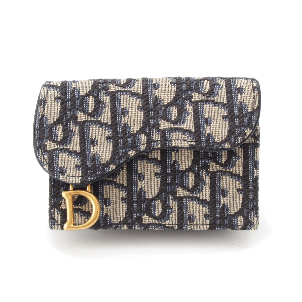 Dior Saddle Bloom Oblique Jacquard Card Case Navy