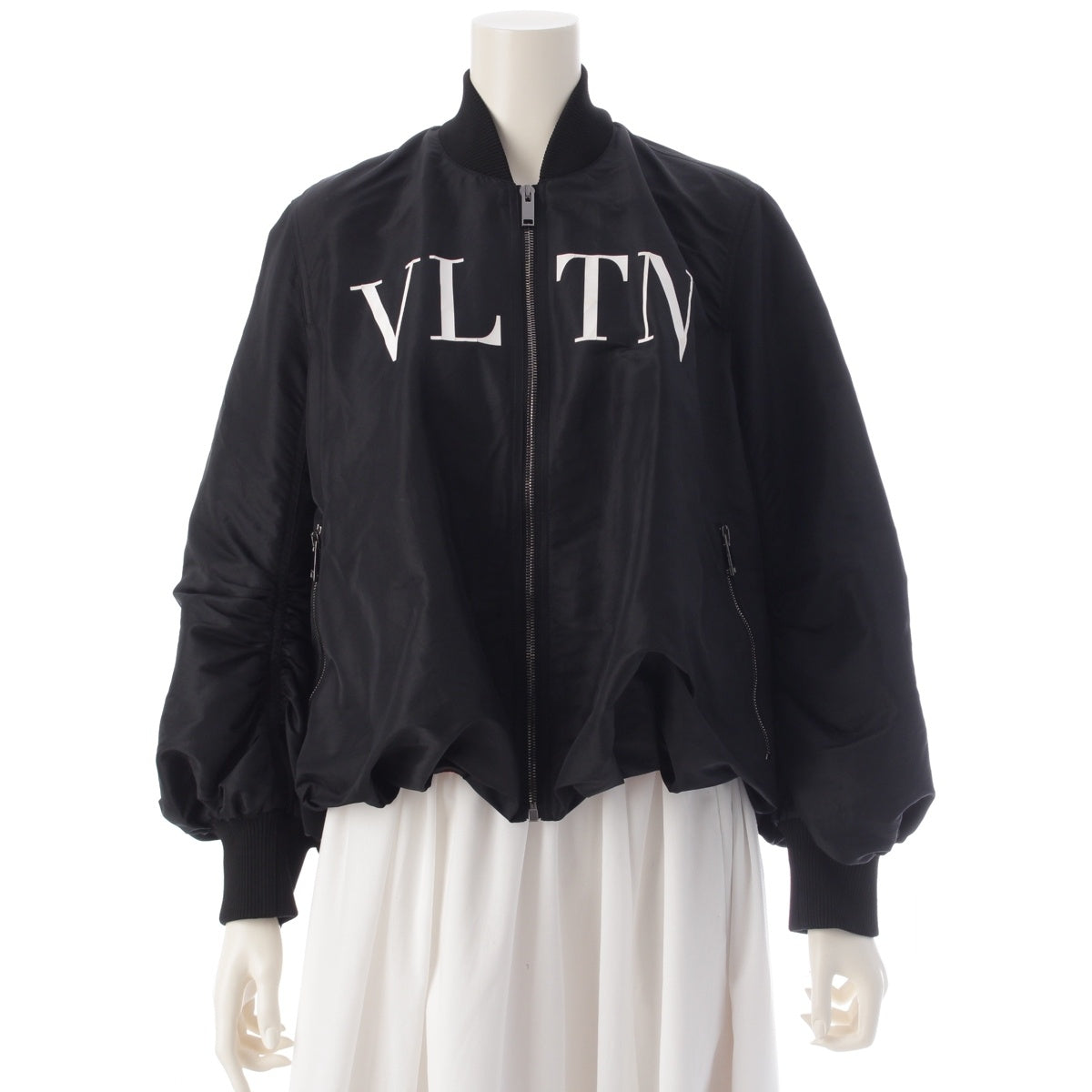 VALENTINO Nylon VLTN logo print zip-up Blouson Jacket UB3CI01N4HH black 38