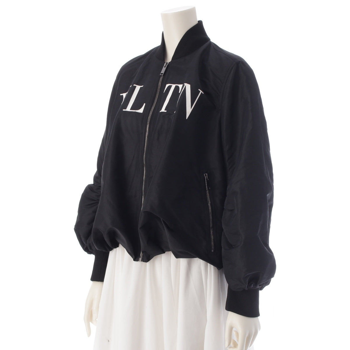 VALENTINO Nylon VLTN logo print zip-up Blouson Jacket UB3CI01N4HH black 38