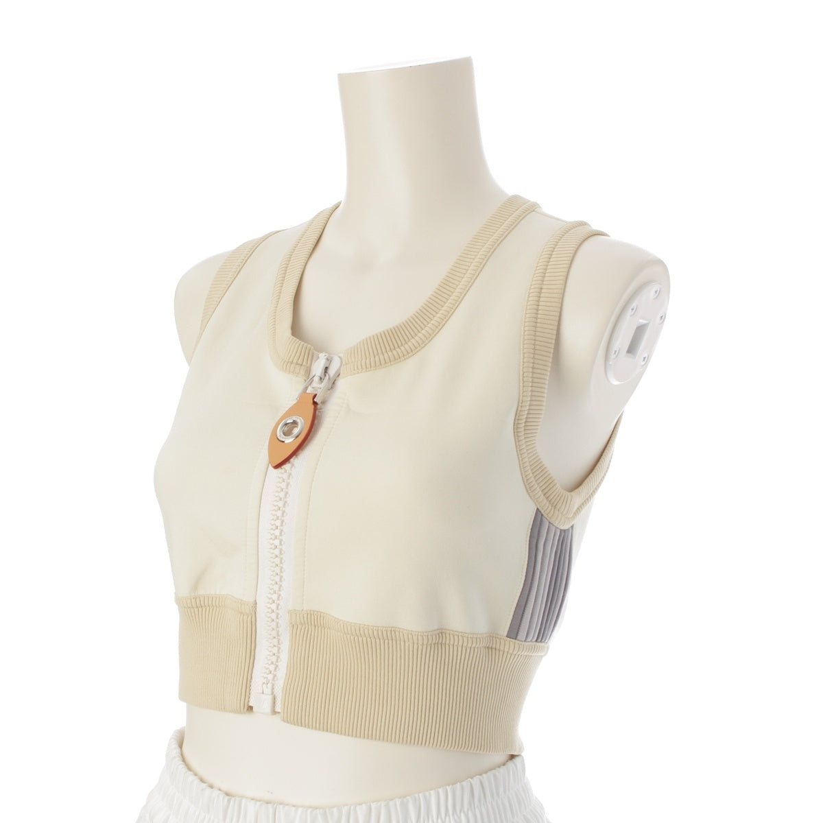 LOUIS VUITTON Zip-up Sleeveless Cropped tops beige XS