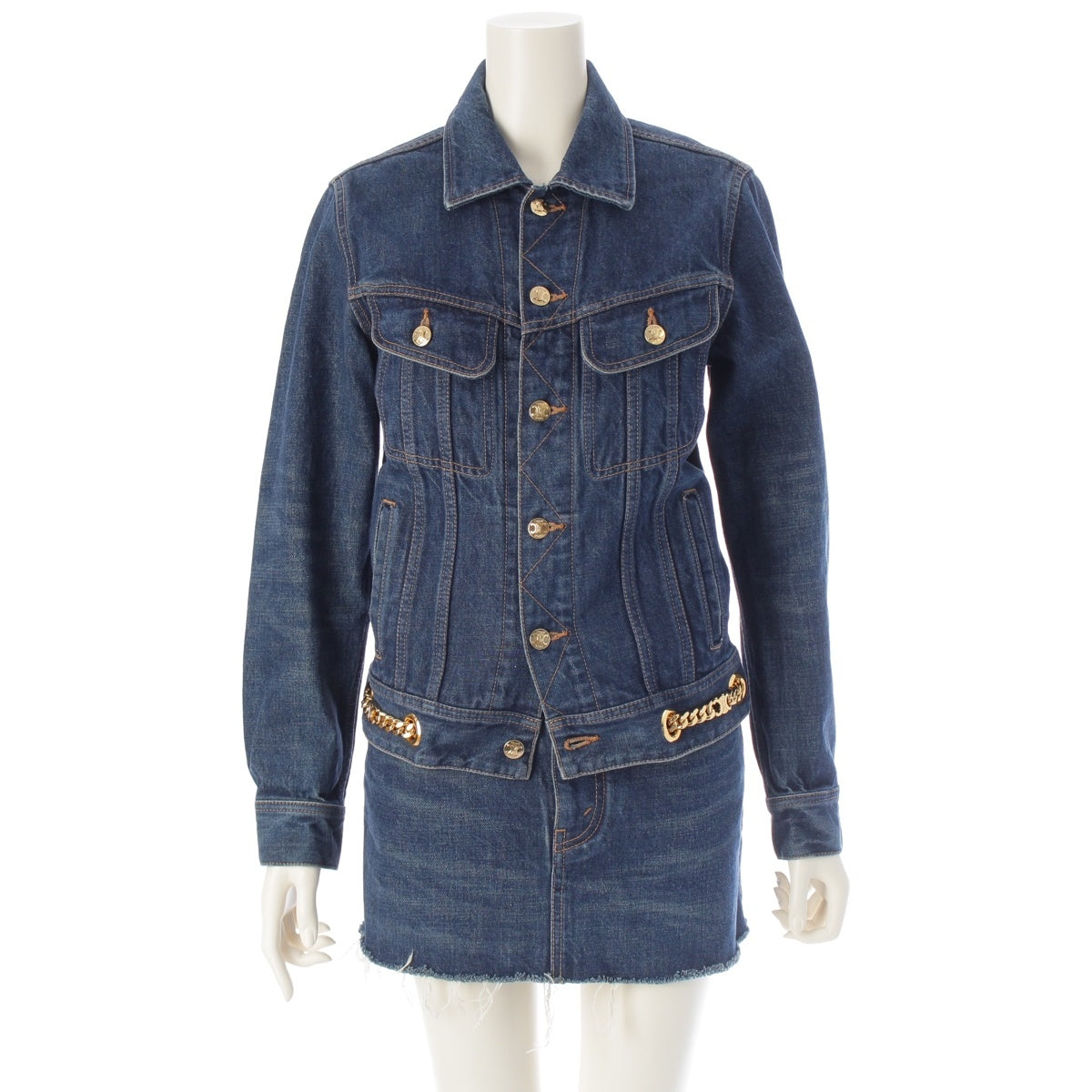 CELINE denim Triomphe Chain Jacket Skirt setup 2Q697107P 2S305254V blue S 25