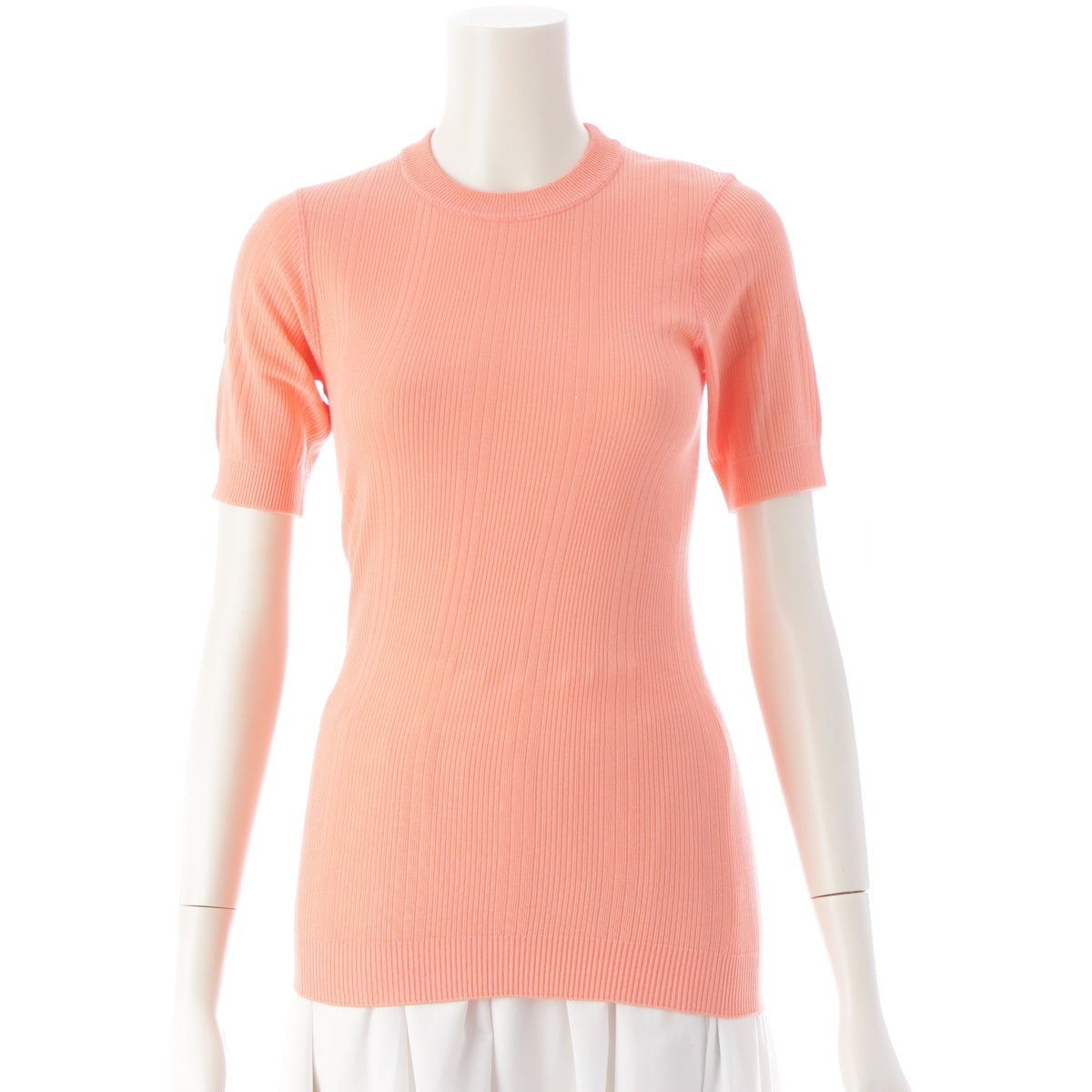 Drawer cotton crew neck rib knit Short sleeve T-shirt tops 6517-299-0659 Salmon Pink Orange ‐