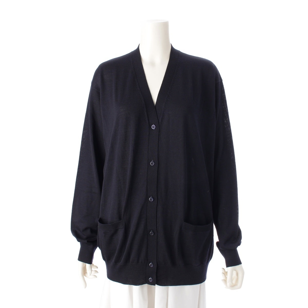 PRADA Virgin wool V neck cardigan tops DNA00S Navy 44