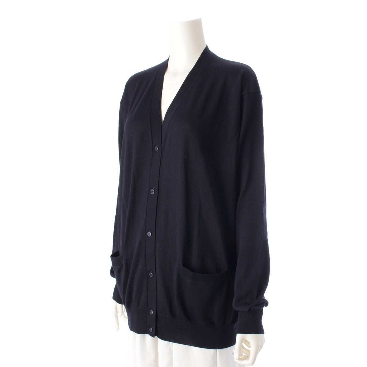 PRADA Virgin wool V neck cardigan tops DNA00S Navy 44