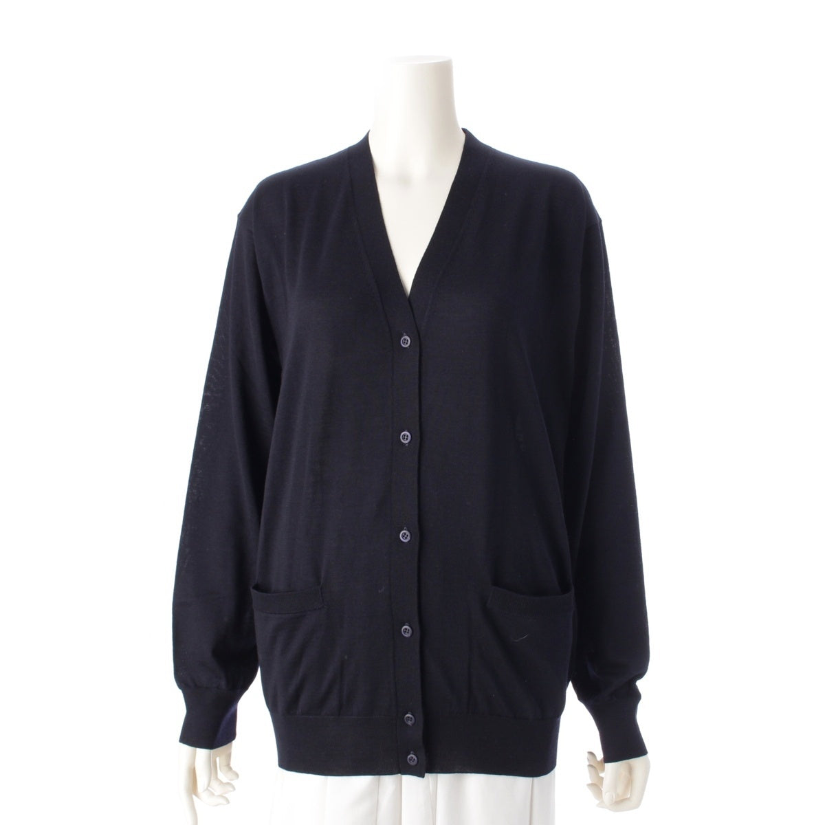 PRADA Virgin wool V neck cardigan tops DNA00S Navy 42