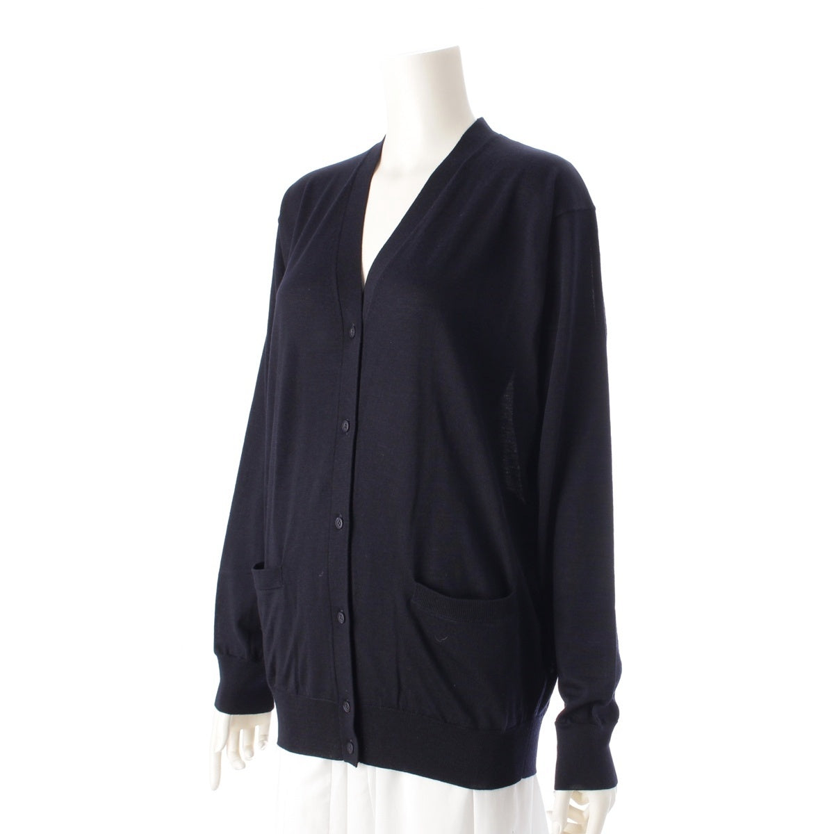 PRADA Virgin wool V neck cardigan tops DNA00S Navy 42