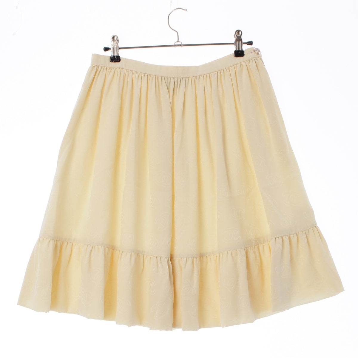 CHANEL silk COCO Mark Flare skirt P74787 white 38