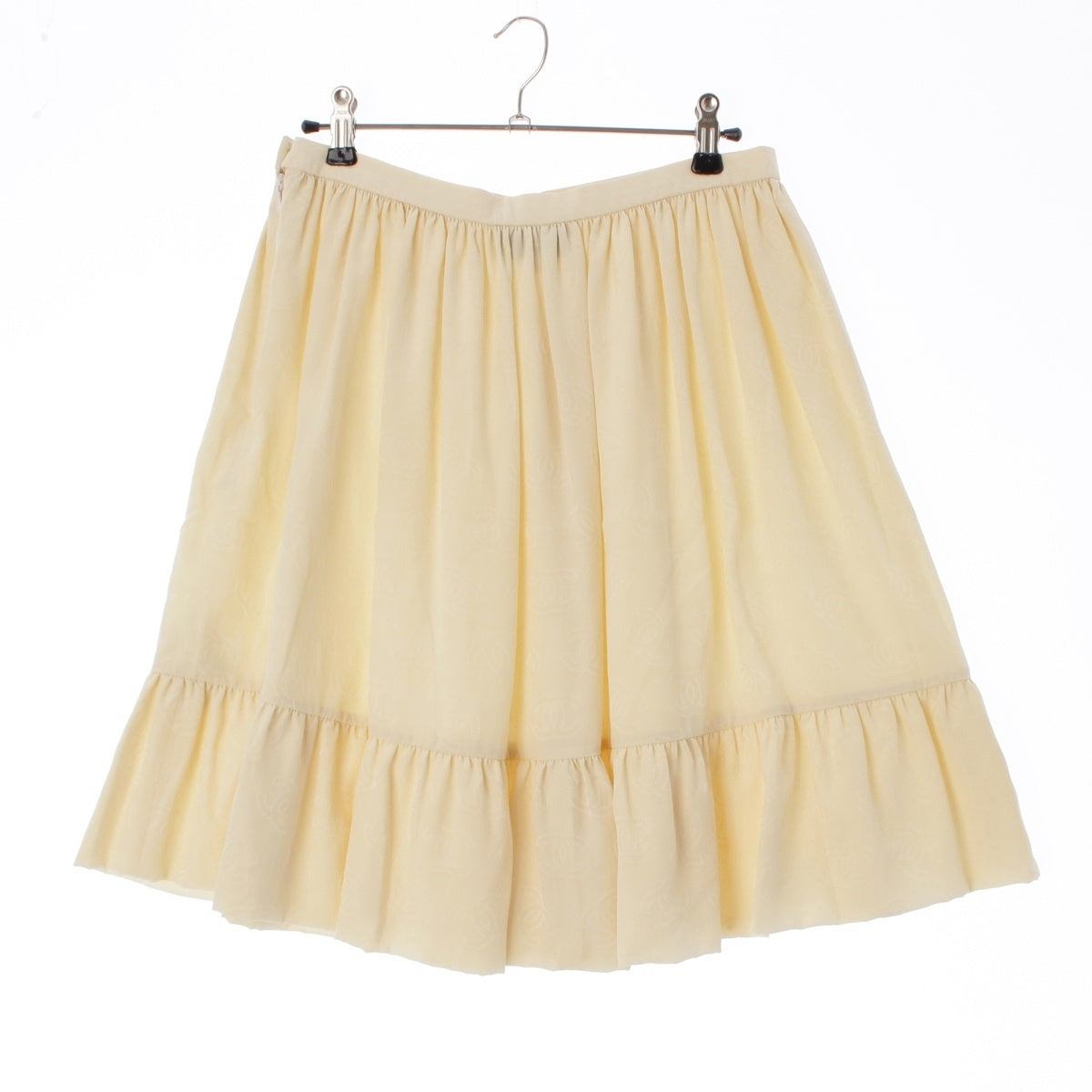 CHANEL silk COCO Mark Flare skirt P74787 white 38