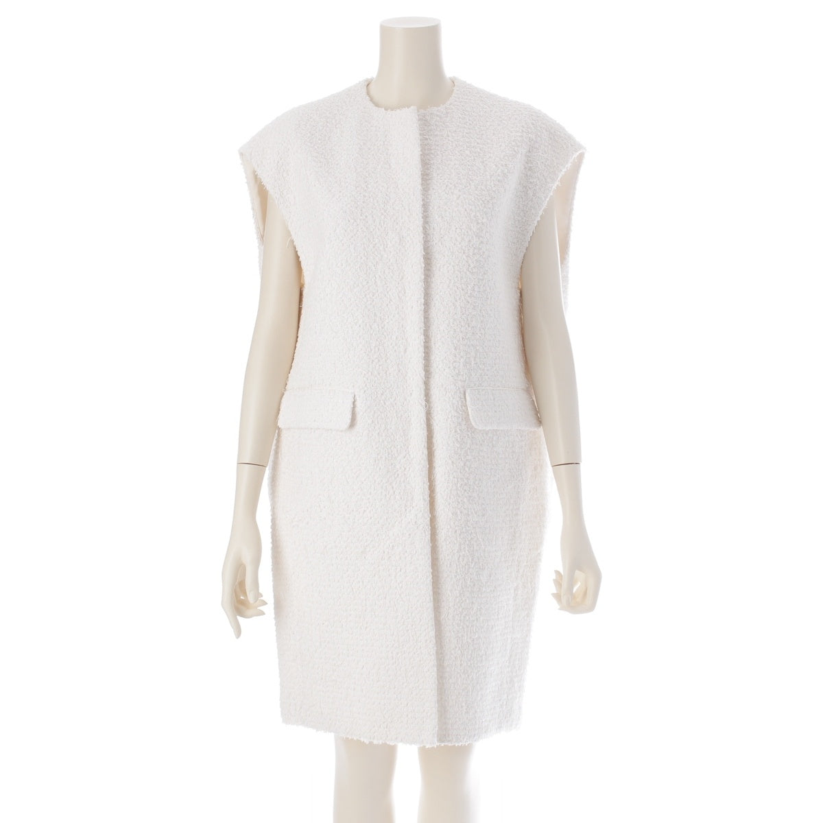 Drawer cotton Tweed nylon gilet coat long Best 6525-299-0815 white 36