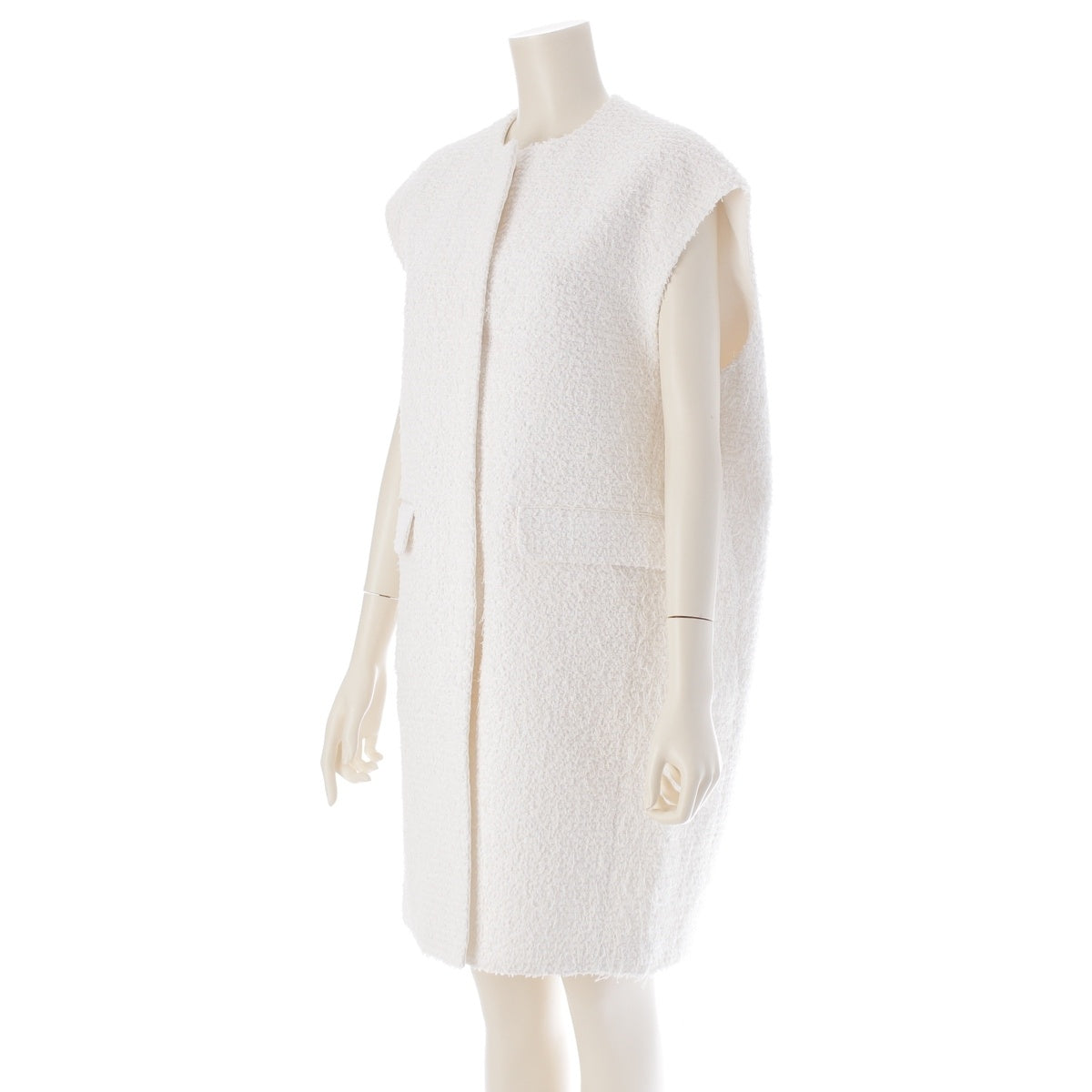 Drawer cotton Tweed nylon gilet coat long Best 6525-299-0815 white 36