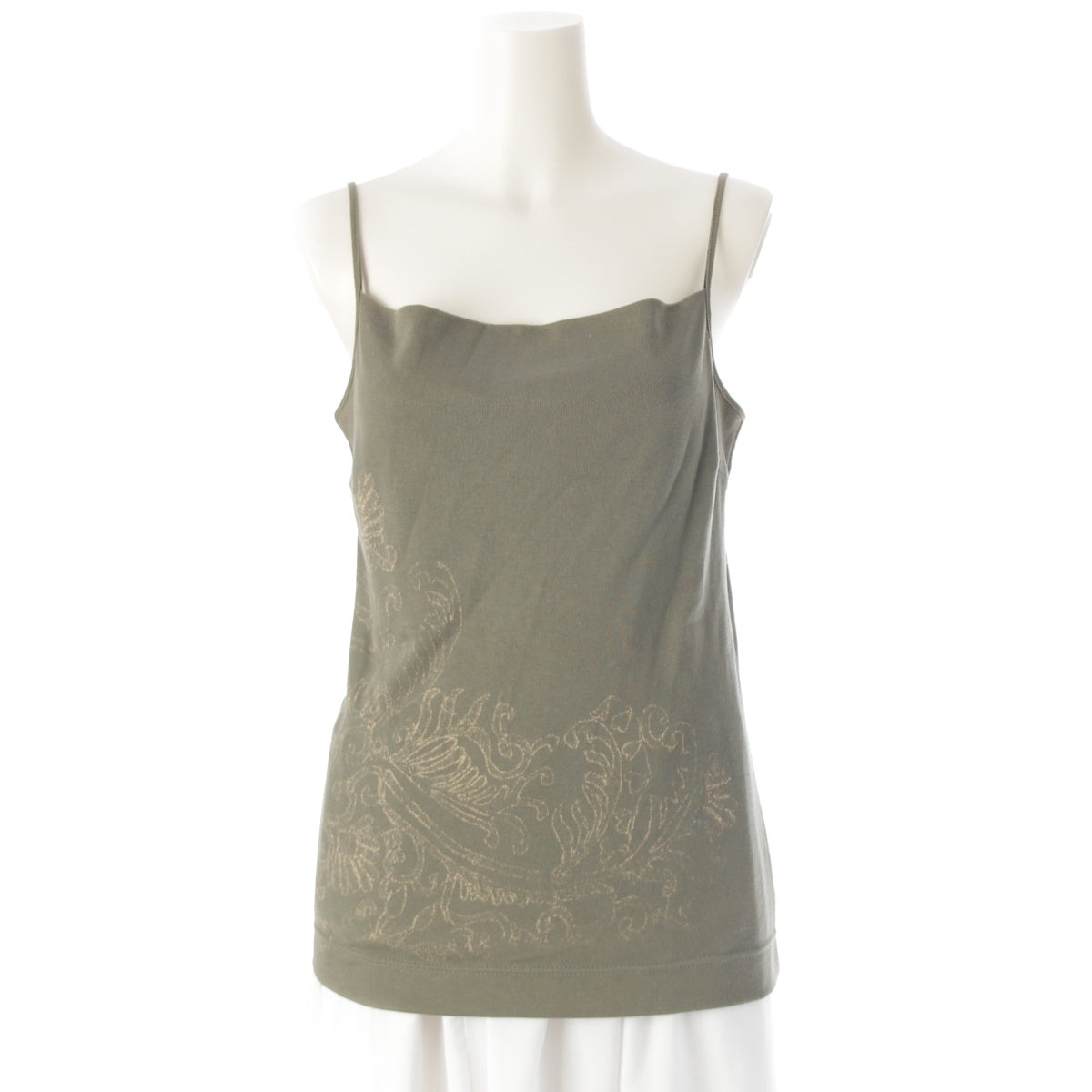 DRIES VAN NOTEN cotton Print camisole tops Khaki green M