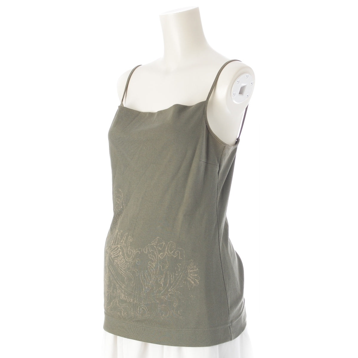 DRIES VAN NOTEN cotton Print camisole tops Khaki green M