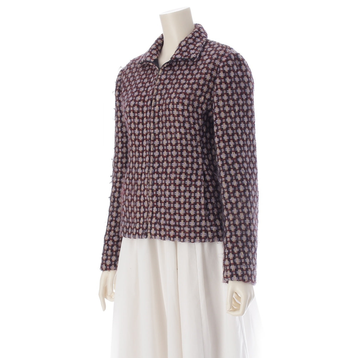 MIUMIU wool Archive Fancy Tweed Knit Blouson outer multicolor 46