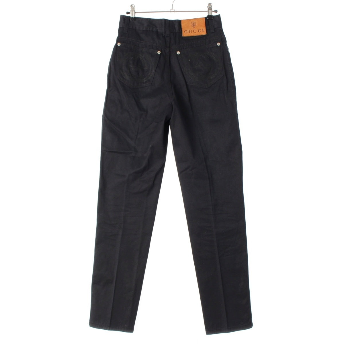 GUCCI cotton Logo Twill Leather Patch Pants Bottoms black 40