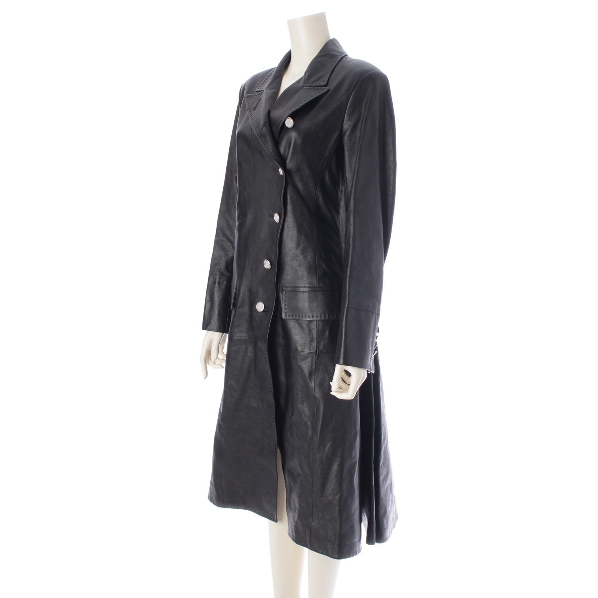 LOUIS VUITTON leather long coat outer NJ4 FMLC97 black 34
