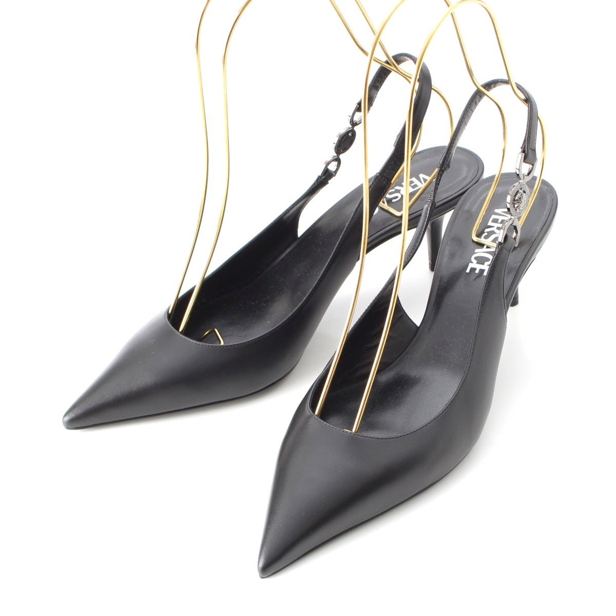 VERSACE Pointed-toe Medusa charm sling bag pumps black 39