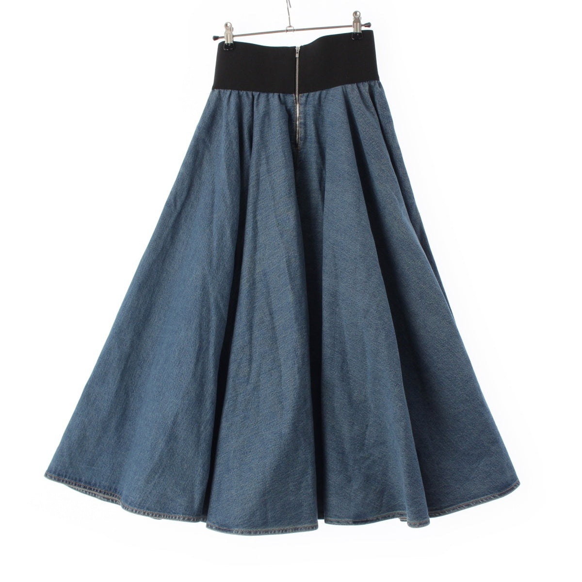 Alaia denim Belted midi long flare dress skirt Bottoms AA9J04143T536 blue 36