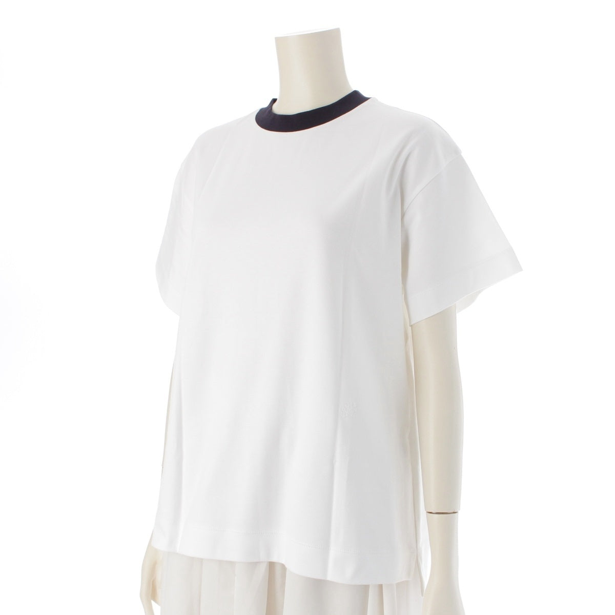 Drawer cotton Crew neck, two-tone, logo embroidery, jersey Cut tops 6517-299-0677 white ‐