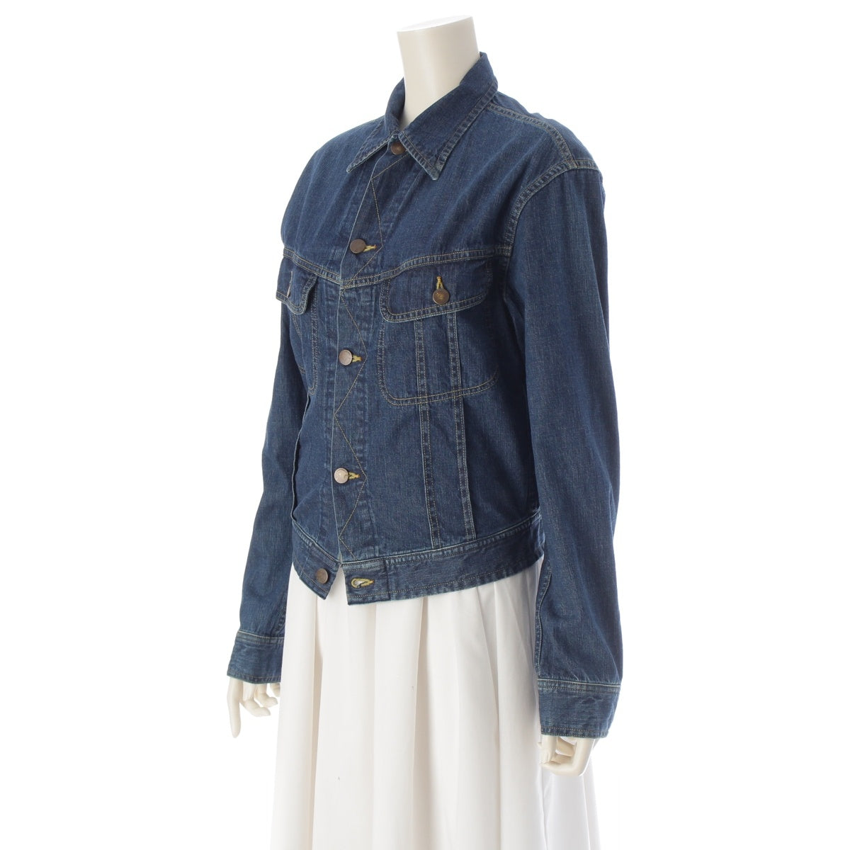 MADISON BLUE denim cotton Front button tailored jacket Tops outer MB241-1015 Indigo blue 02(M)
