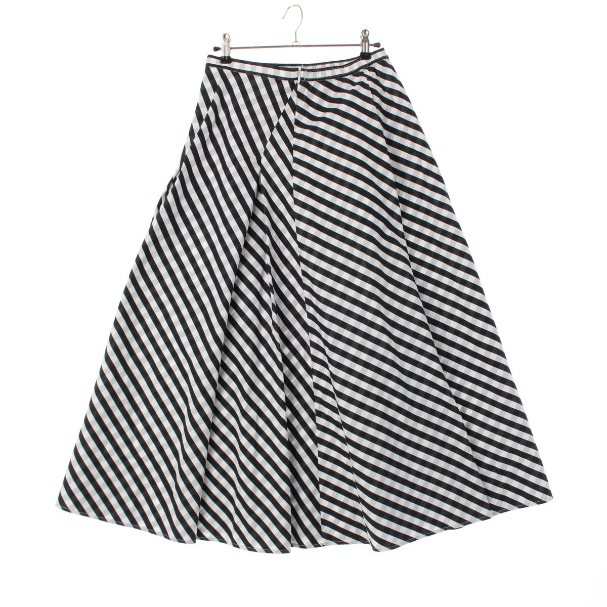 Drawer cotton Gingham Check Tucked Flare Long Maxi Dress skirt 6524-299-1643 White black 36