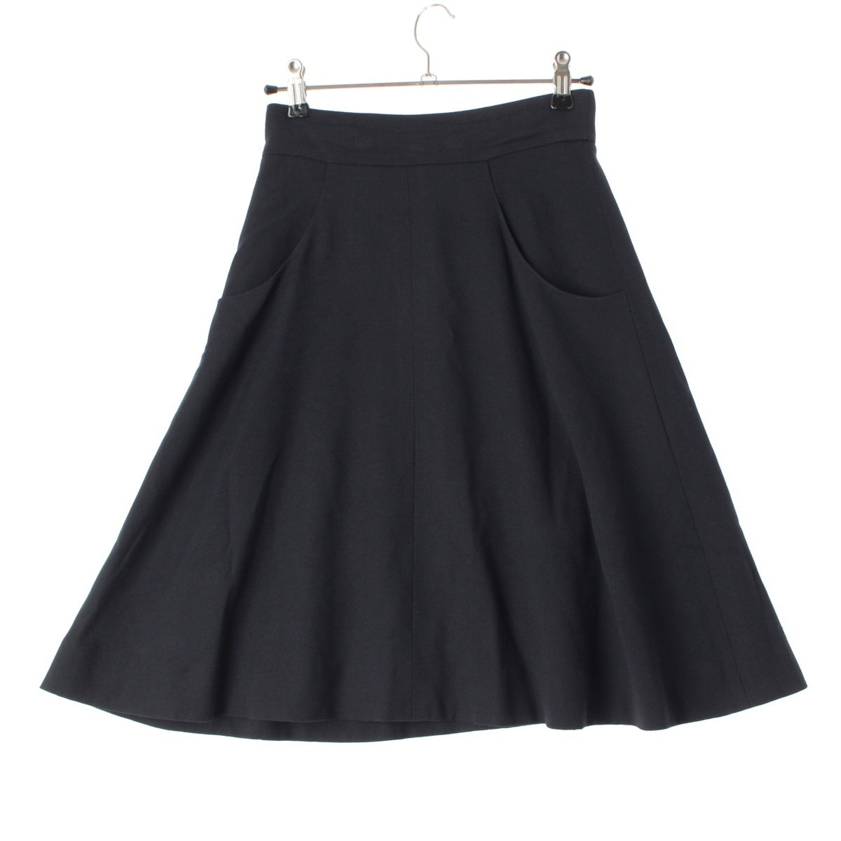 CHANEL Wool blend COCO Mark Bijou Design skirt P41476 black 34