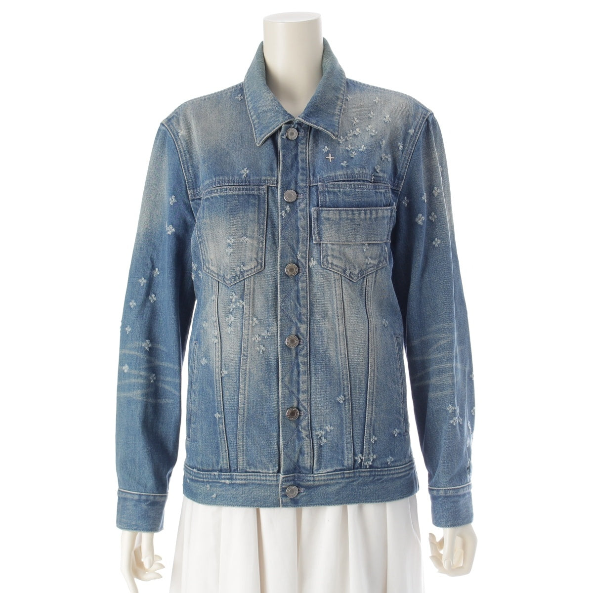 Givenchy cotton Distressed Crushed Denim Jacket Indigo XS