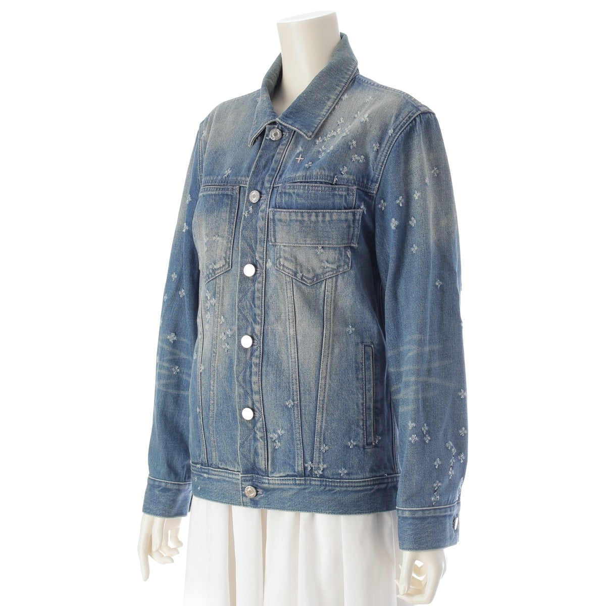 Givenchy cotton Distressed Crushed Denim Jacket Indigo XS