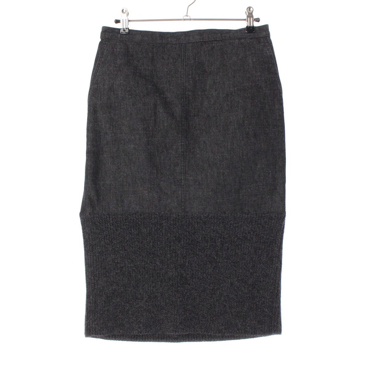 CHANEL Cotton wool Knit switching denim tight skirt P21735 black 36
