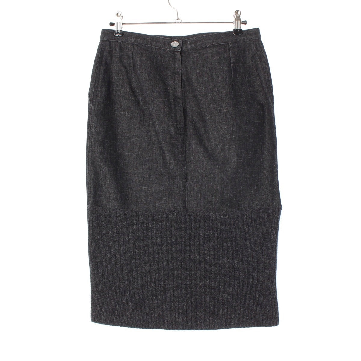 CHANEL Cotton wool Knit switching denim tight skirt P21735 black 36