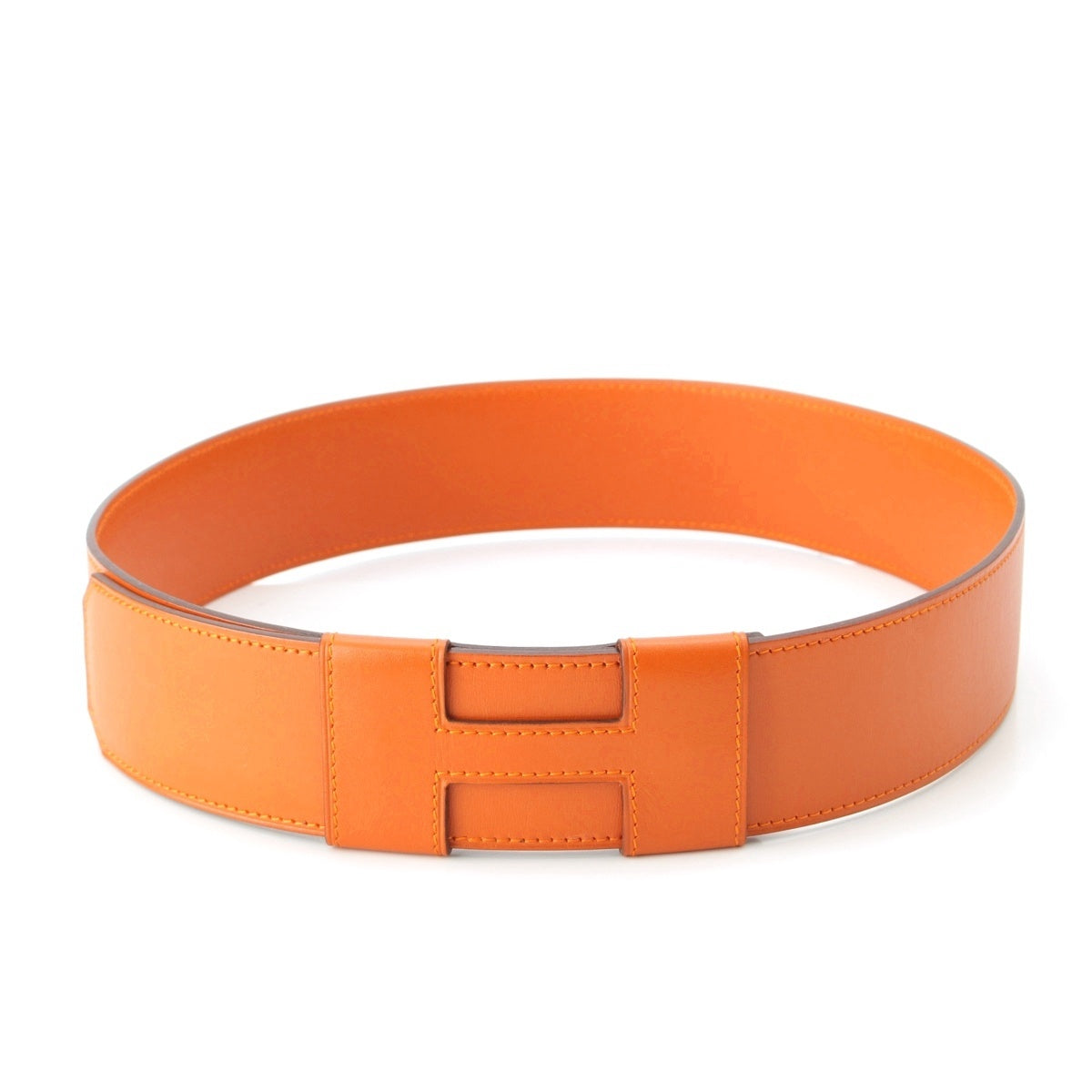 HERMES leather H motif belt Accessory Orange 40