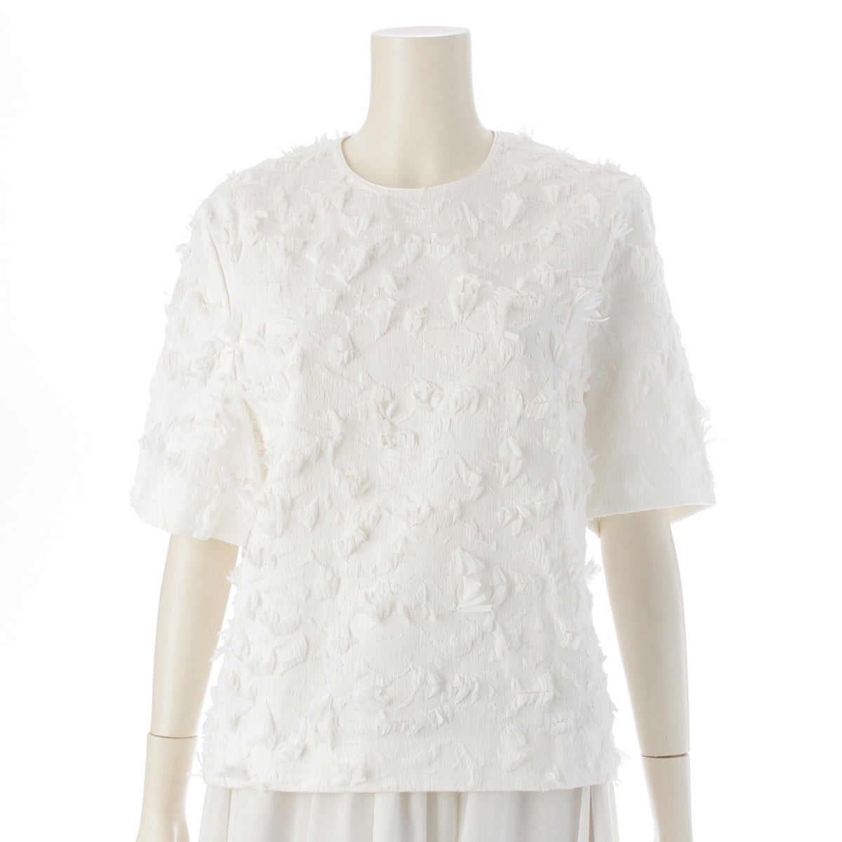 Drawer Nylon SUMMER CUT JACQUARD ZIP SHORT SLEEVE blouse tops 6521-299-1149 white 36