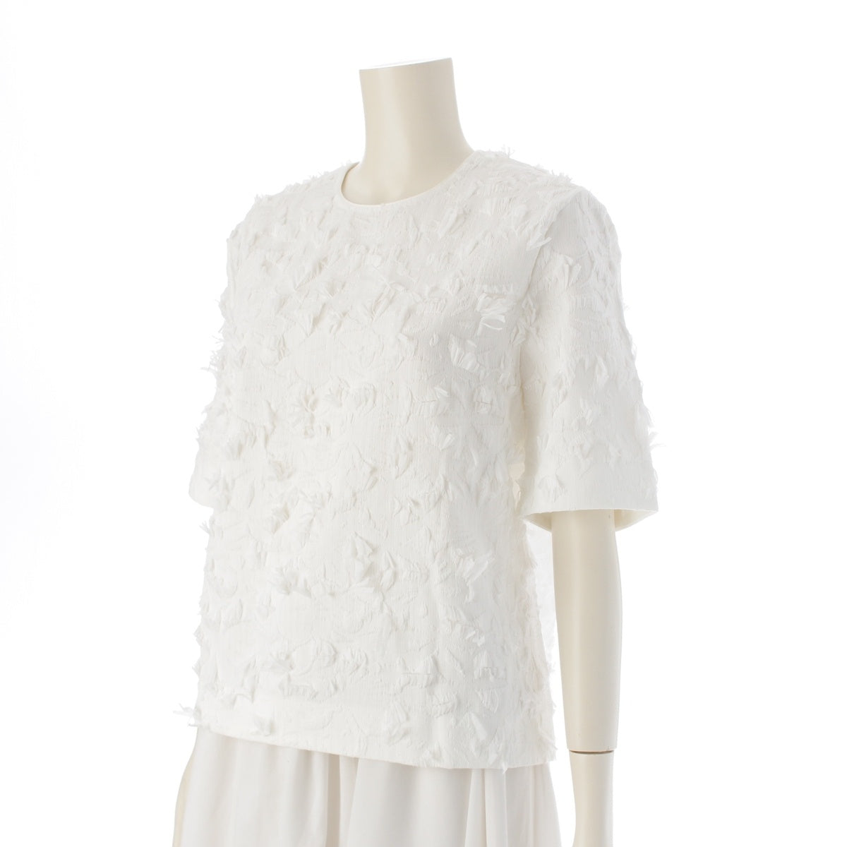 Drawer Nylon SUMMER CUT JACQUARD ZIP SHORT SLEEVE blouse tops 6521-299-1149 white 36