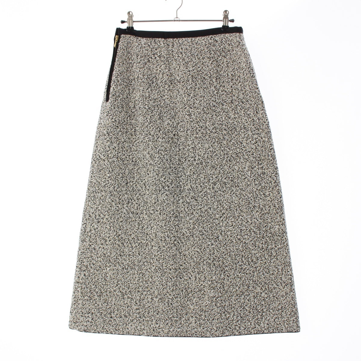 Drawer Cotton nylon Gold button glitter tweed long skirt 6524-299-1762 Black White 36