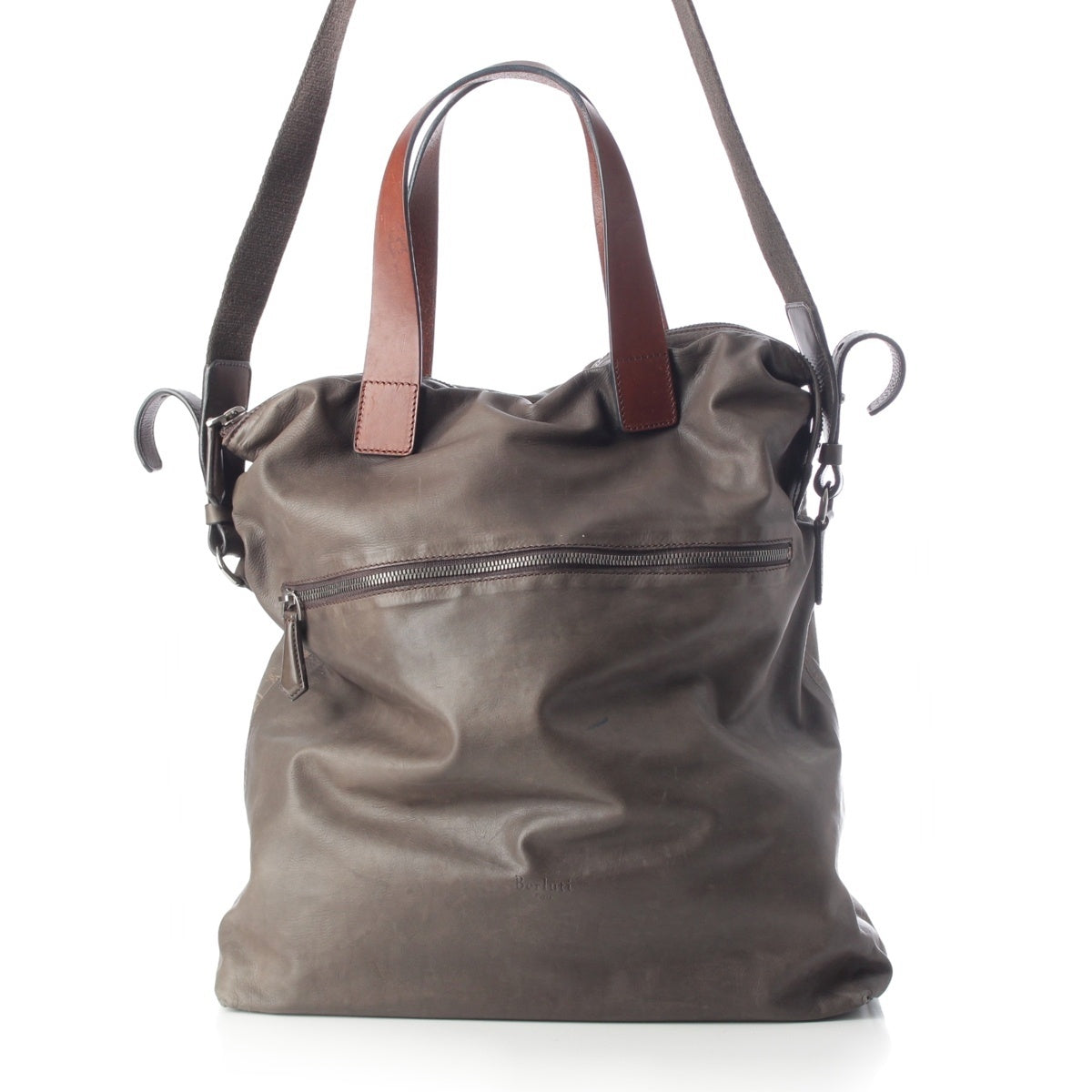 Berluti Crioso Scritto Leather SETACalfskin 2way Shoulder Bag Dark gray, brown