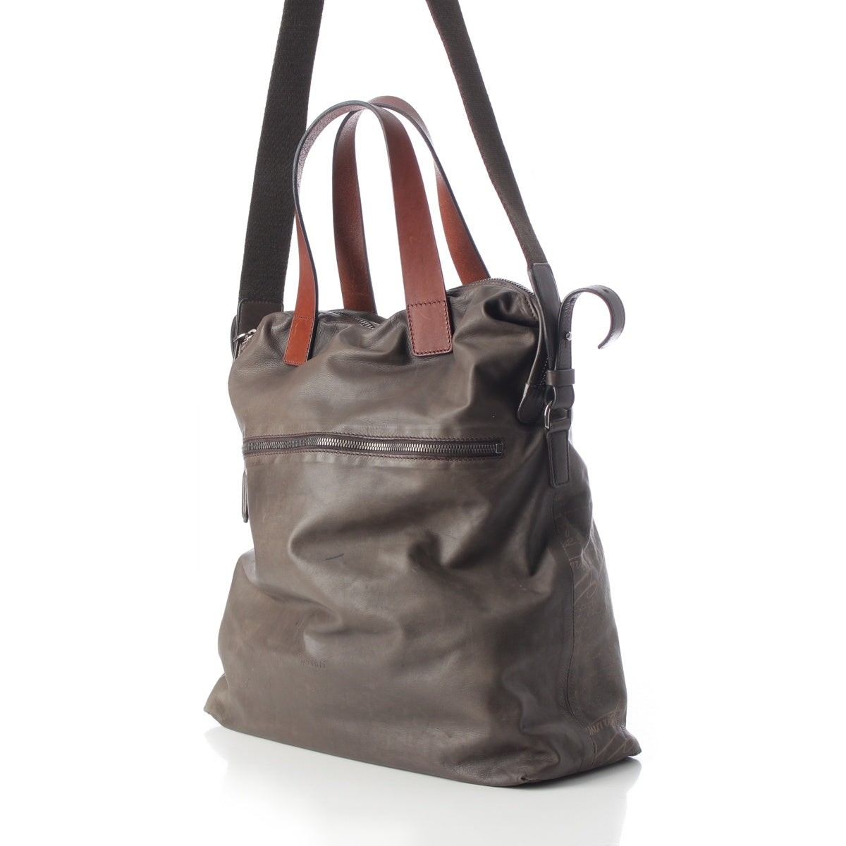 Berluti Crioso Scritto Leather SETACalfskin 2way Shoulder Bag Dark gray, brown