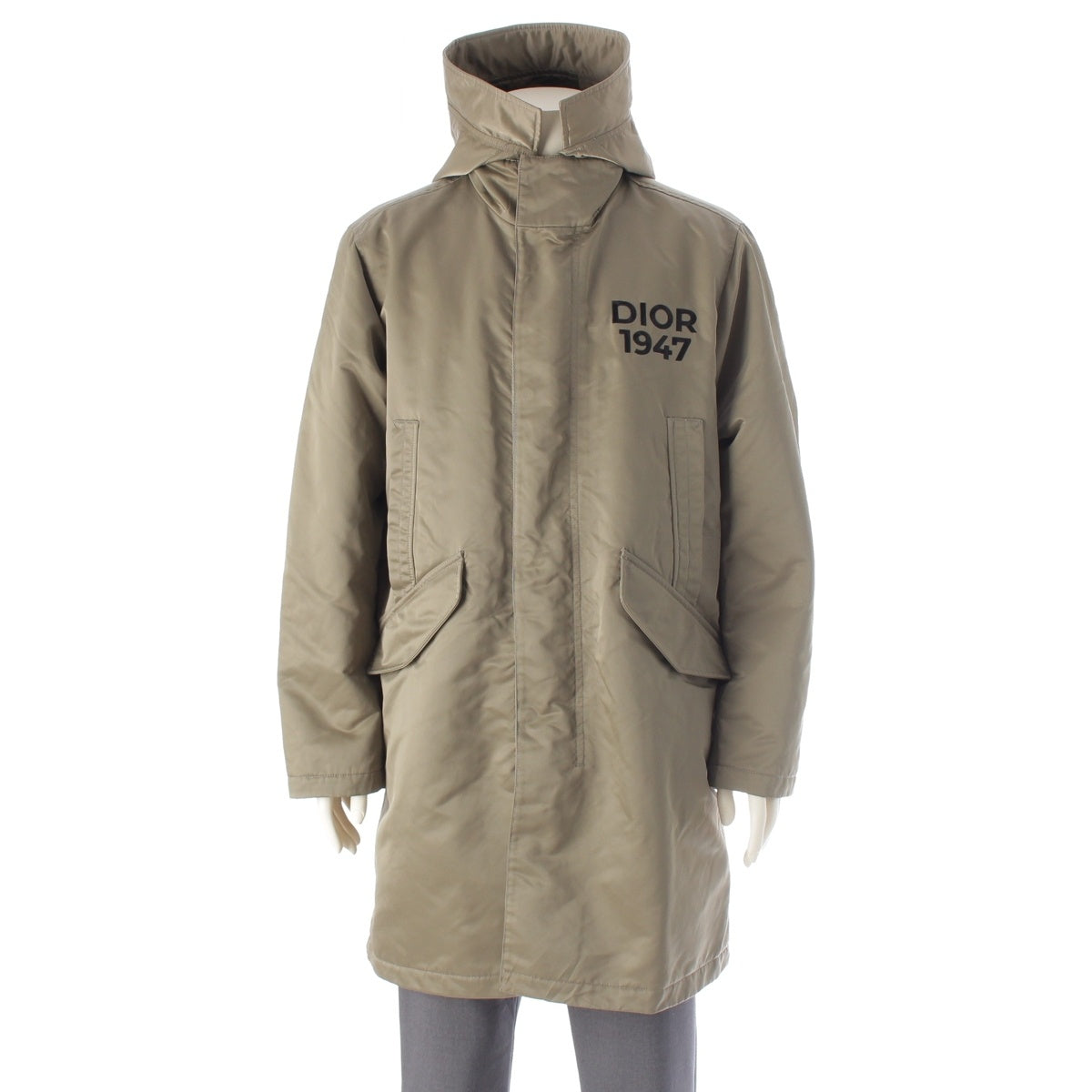 DIOR HOMME Nylon 1947 Hooded Technical Mod coat outer 413C303A6007 khaki 44