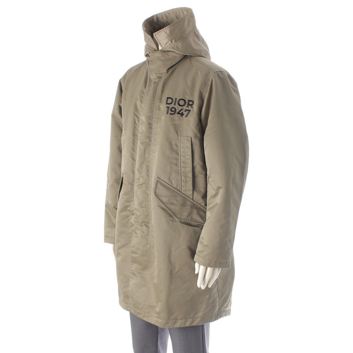DIOR HOMME Nylon 1947 Hooded Technical Mod coat outer 413C303A6007 khaki 44