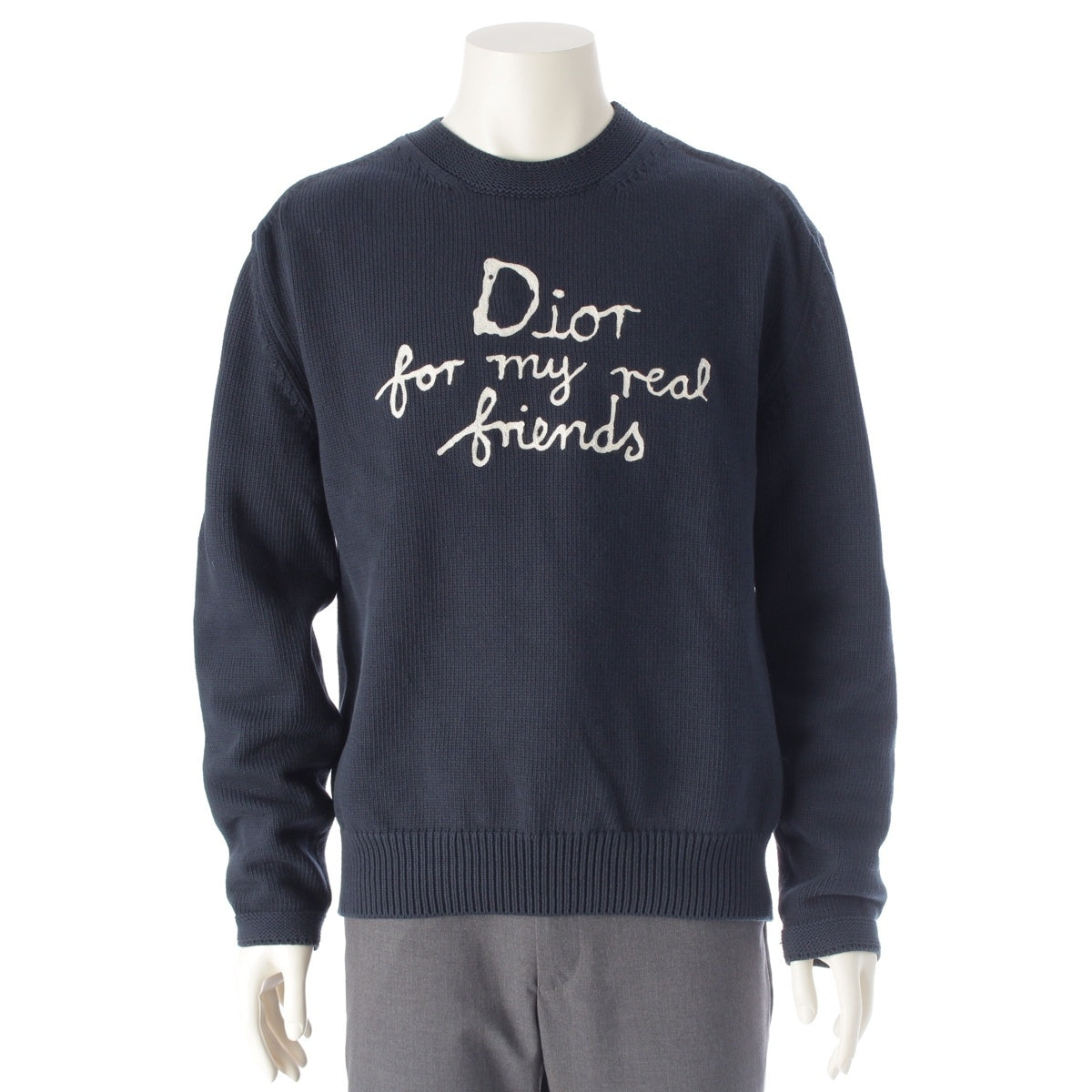 DIOR HOMME HYLTON NEL Cotton nylon Logo embroidered knitwear sweater tops 583M618A3003 Navy M