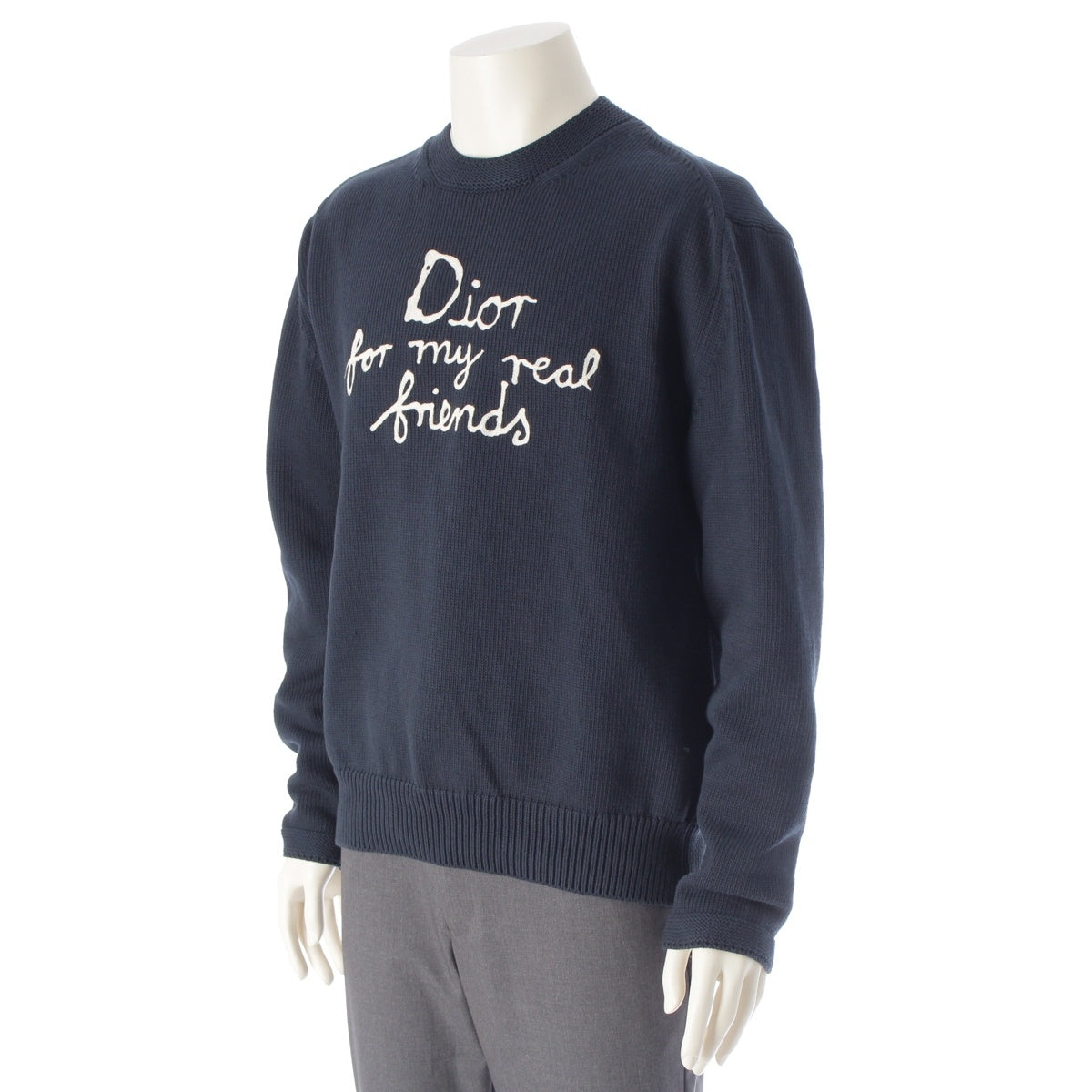 DIOR HOMME HYLTON NEL Cotton nylon Logo embroidered knitwear sweater tops 583M618A3003 Navy M