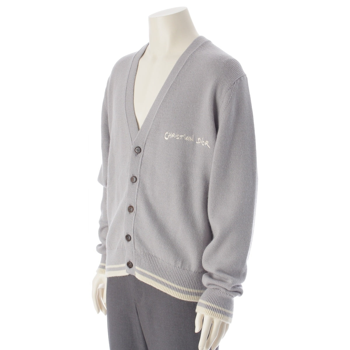 DIOR HOMME wool alpaca Logo embroidered tag knit cardigan tops gray M