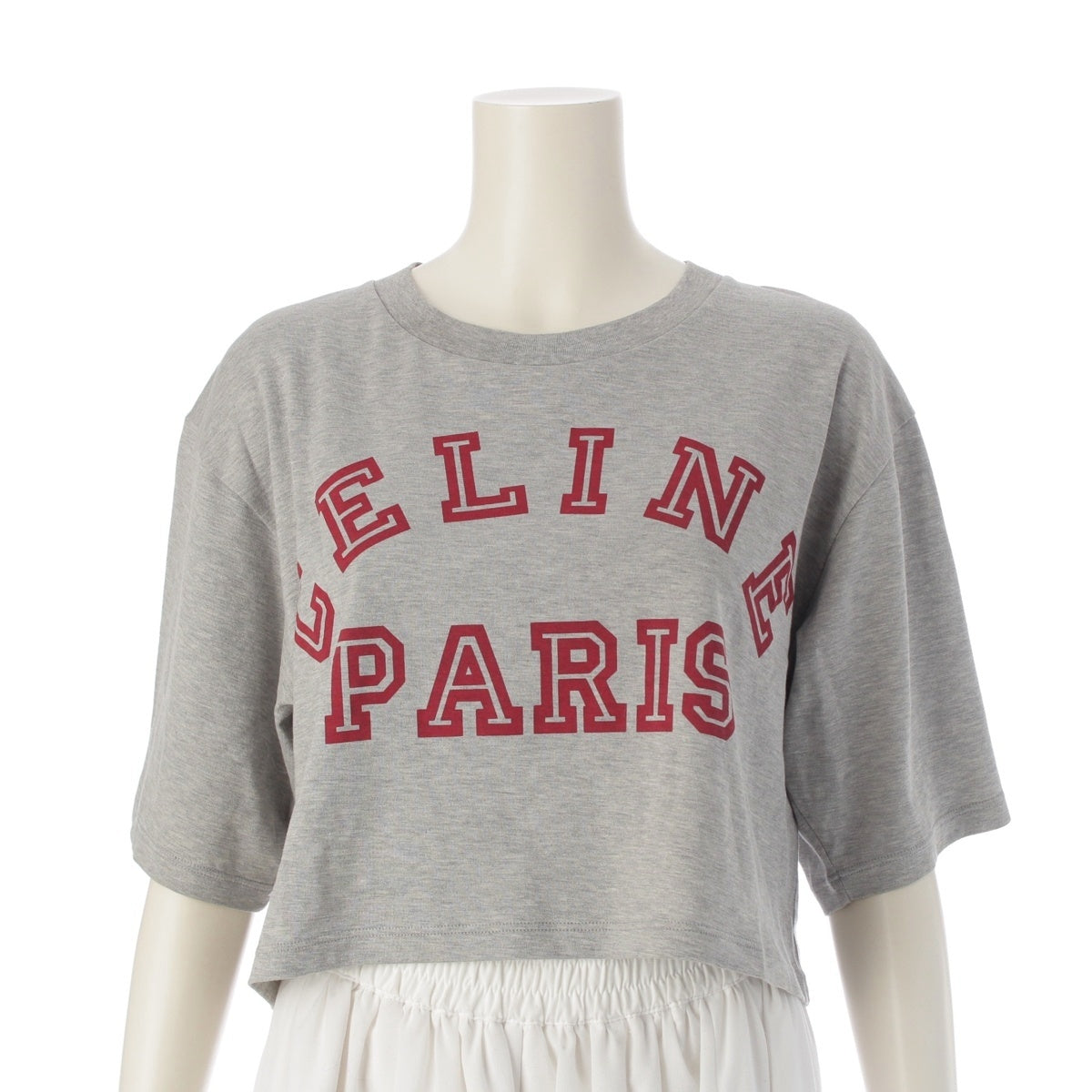 CELINE logo cropped Short sleeve T-shirt 2X743501F Gray x red S