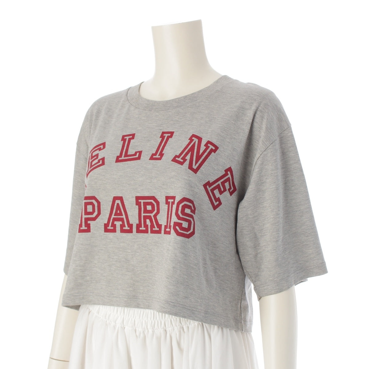 CELINE logo cropped Short sleeve T-shirt 2X743501F Gray x red S
