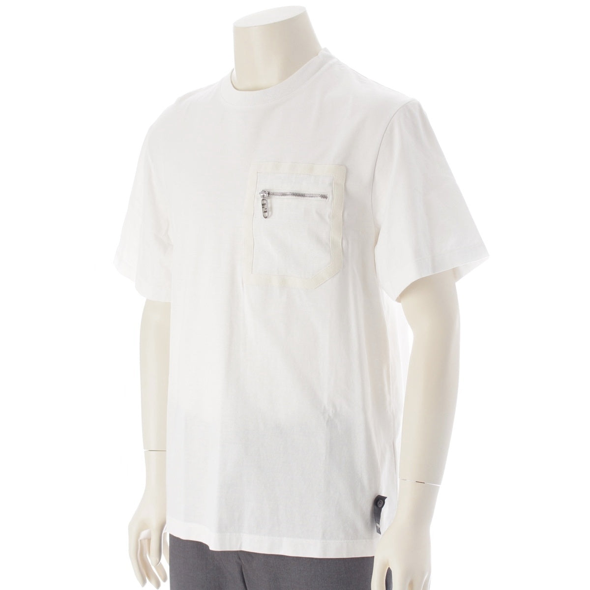 FENDI cotton Zucca switch zip pocket Short sleeve T-shirt tops FY1257 APM4 white S