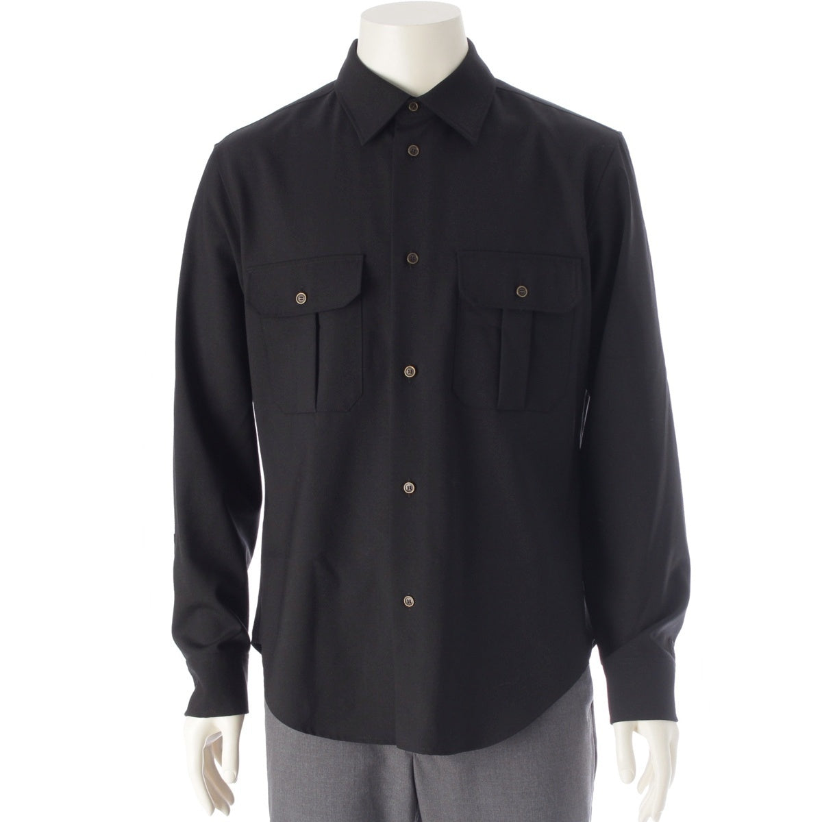 LOEWE wool Anagram logo shirt blouse tops H526Y05X24 black 37